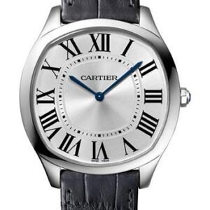 Cartier Drive de Cartier Extra Flat Watch - 38 mm White Gold Case - Silvered Dial - Grey Alligator Strap - WGNM0007