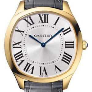 Cartier Drive de Cartier Extra-Flat Watch - 38 mm Yellow Gold Case - Silvered Dial - Gray Alligator Strap - WGNM0011