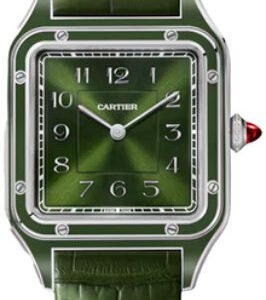 Cartier Santos-Dumont watch Large hand-wound movement platinum leather - WGSA0096