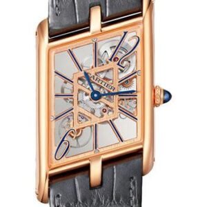 Cartier Tank Asymetrique Watch - 47.15 mm x 26.20 mm Rose Gold Case - Skeleton Dial - Brown And Dark Gray Alligator Straps Limited Edition of 100 - WHTA0011