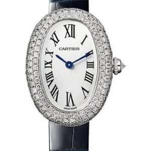 Cartier Baignoire 1920 Watch - 32 mm White Gold Diamond Case - Navy Blue Strap - WJBA0015