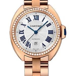 Cartier Cle De Cartier Watch - 31 mm Pink Gold Diamond Case - Diamond Bezel - Silver Dial - WJCL0003