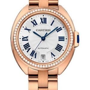 Cartier Cle De Cartier Watch - 35 mm Pink Gold Diamond Case - Diamond Bezel - Silver Dial - WJCL0006
