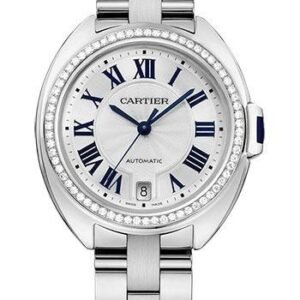 Cartier Cle De Cartier Watch - 35 mm White Gold Diamond Case - Diamond Bezel - Silver Dial - WJCL0007