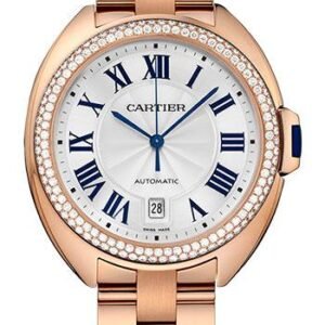 Cartier Cle De Cartier Watch - 40 mm Pink Gold Diamond Case - Diamond Bezel - Silver Dial - WJCL0009