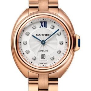 Cartier Cle de Cartier Watch - 31 mm Pink Gold Case - Silvered Flinque Diamond Dial - WJCL0034