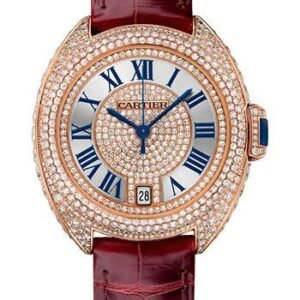 Cartier Cle de Cartier Watch - 35 mm Pink Gold Diamond Case - Pink Gold Diamond Dial - Bourdeau Alligator Strap - WJCL0036