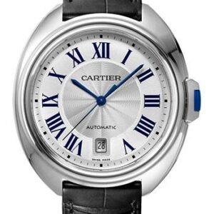 Cartier Cle de Cartier Watch - 40 mm Steel Case - Silvered Dial - Black Alligator Strap - WSCL0018