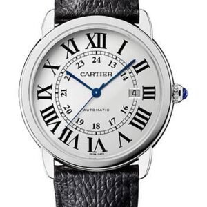 Cartier Ronde Solo Watch - 42 mm Steel Case - Black Grained Calfskin Strap - WSRN0022