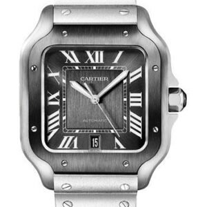 Cartier Santos de Cartier Watch - 39.8 mm Steel Case - Gray Dial - Bracelet - Second Strap - WSSA0037