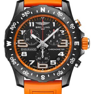 Breitling Endurance Pro Watch - Breitlight® - Black Dial - Orange Rubber Strap - Tang Buckle - X82310A51B1S1
