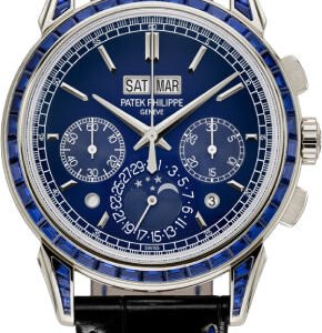 Patek Philippe Grand Complications Chronograph Perpetual Calendar Platinum Sapphire Set Blue Dial | 5271/11P-010