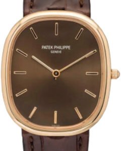 Patek Philippe Golden Ellipse 31.1 x 35.6mm Brown Sunburst Index Rose Gold Leather Manual | 3738/100R-001