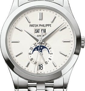 Patek Philippe Complications Day-Date Annual Calendar Moon Phases White Gold Silver Opaline Dial | 5396/1G-010
