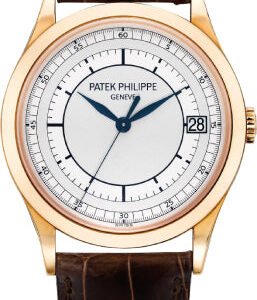 Patek Philippe Calatrava 38mm Silver Date Rose Gold Leather | 5296R-001