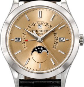 Patek Philippe Grand Complications Perpetual Calendar Day-Date Moon Phase 39.5mm Honey Brown Index Platinum Leather Automatic - 5496P-014