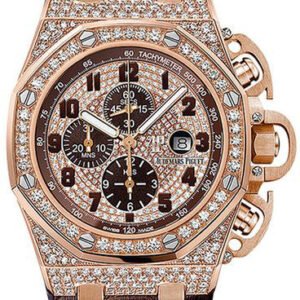 Audemars Piguet Royal Oak Offshore Chronograph 48mm Diamond Pave Arabic Rose Gold Diamond Set Leather | 26215OR.ZZ.A801CR.01