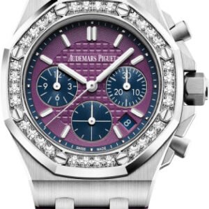 Audemars Piguet Royal Oak Offshore Selfwinding Chronograph Stainless Steel 37mm Purple Dial Diamond Bezel Rubber Strap | 26231ST.ZZ.D075CA.01
