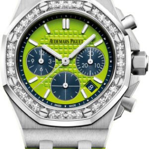 Audemars Piguet Royal Oak Offshore Selfwinding Chronograph Stainless Steel Green Dial 37mm Diamond Bezel Rubber Strap | 26231ST.ZZ.D038CA.01