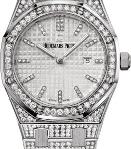 Audemars Piguet Royal Oak Quartz Ladies White Gold Silver Diamond Index 33mm Bracelet | 67652BC.ZZ.1262BC.01