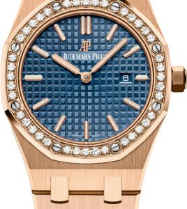 Audemars Piguet Royal Oak Quartz Rose Gold Blue Dial 33mm Diamond Bezel | 67651OR.ZZ.1261OR.02