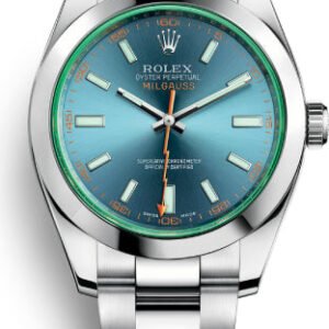 Rolex Milgauss 40 mm Green Crystal Stainless Steel Blue Dial Watch - 116400GV