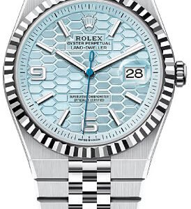 Rolex Land-Dweller 40 Platinum Ice Blue Honeycomb Motif Dial Fluted Bezel Jubilee Bracelet 127336 - 2025