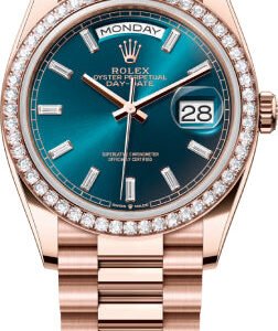 Rolex Day-Date 36 36mm Blue-Green Diamond-Set Dial Diamond Bezel President Bracelet - 128345RBR | 2024 Model