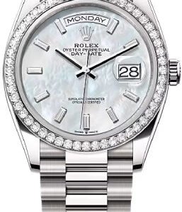 Rolex Day-Date 36 36mm White MOP Diamond-Set Dial Diamond-Set Bezel President Bracelet - 128349RBR | 2024 Model