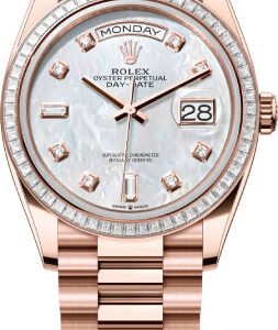 Rolex Day-Date 36 36mm White MOP Diamond-Set Dial Diamond-Set Bezel President Bracelet - 128395TBR | 2024 Model