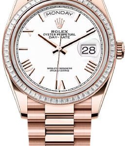 Rolex Day-Date 36 36mm White Dial Diamond-Set Bezel President Bracelet - 128395TBR | 2024 Model