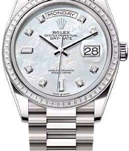 Rolex Day-Date 36 36mm White MOP Diamond-Set Dial Diamond-Set Bezel President Bracelet - 128399TBR | 2024 Model