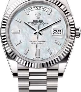 Rolex Day-Date 40 40mm White MOP Diamond Set Dial Fluted Bezel President Bracelet - 228239 | 2024 Model