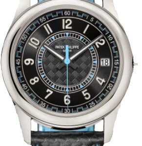 Patek Philippe Calatrava Date Sweep Seconds White Gold Black Carbon Motif Dial Sky Blue | 6007G-011