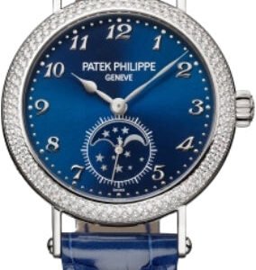Patek Philippe Complications Moon Phases White Gold Blue Dial 33mm Diamond Bezel | 7121/200G-001