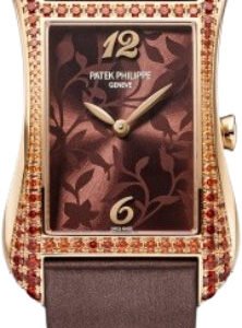 Patek Philippe Gondolo Serata Ladies White Gold Gem Set Bezel Brown Dial Quartz | 4962/200R-001