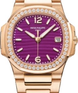 Patek Philippe Nautilus Date Sweep Seconds Quartz Rose Gold/Diamonds Lacquered Purple Dial | 7010/1R-013