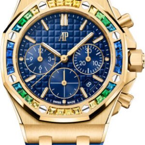 Audemars Piguet Royal Oak Offshore 37 mm Chronograph Yellow Gold Sapphires Bezel Blue Dial - 26236BA.YY.D346CA.01