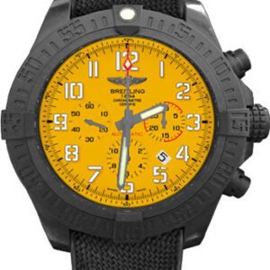 Breitling Avenger Hurricane Watch - 50mm Breitlight Case - Cobra Yellow Dial - Anthracite Black Military Rubber Strap - XB0170E4/I533-military-rubber-anthracite-black-folding